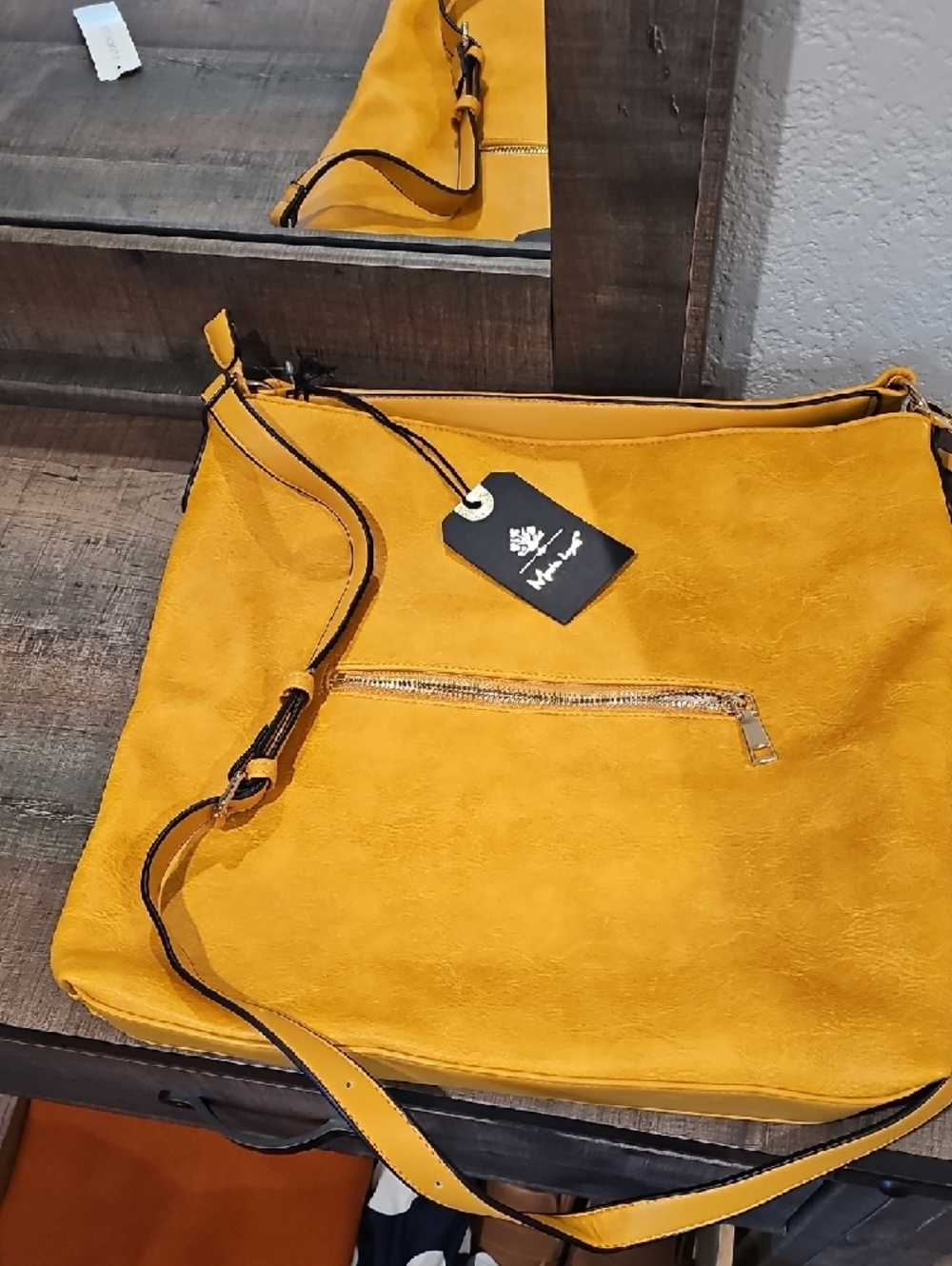 Moda Luxe Mustard Yellow Woven Tassel Shoulder Bag - Picture 2 of 4